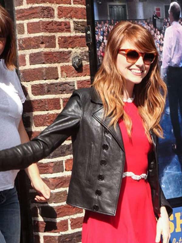 Street Style Emma Stone Leather Jacket