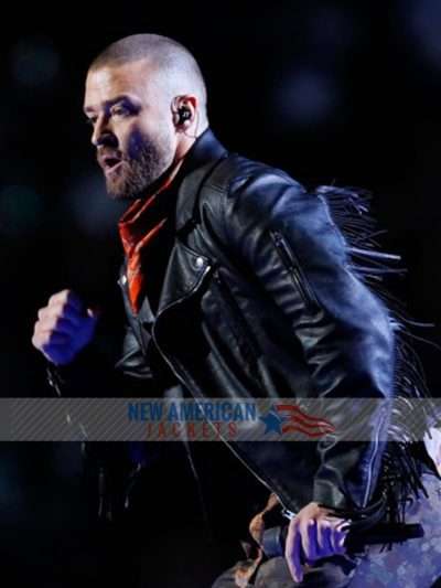 Super Bowl Justin Timberlake Fringe Black Jacket