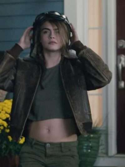 Cara Delevingne Paper Towns Distressed Brown Leather Jacket