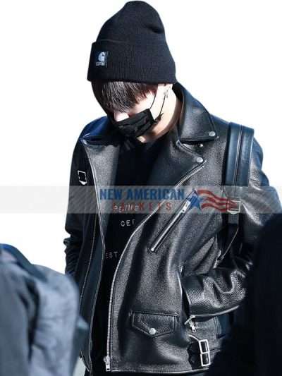 Jungkook Black Leather Jacket