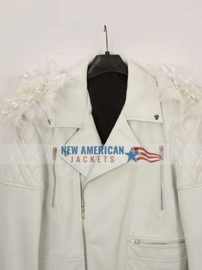 Rocketman Taron Egerton White Fringe Jacket