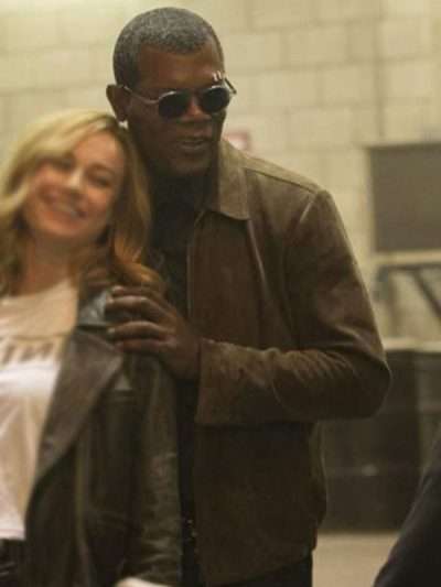Nick Fury Captain Marvel Suede Leather Jacket