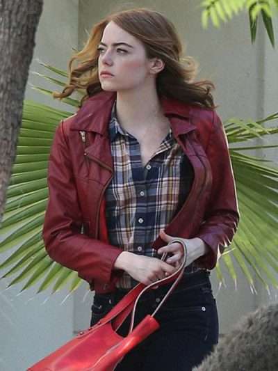 Emma Stone La La Land Maroon Leather Jacket