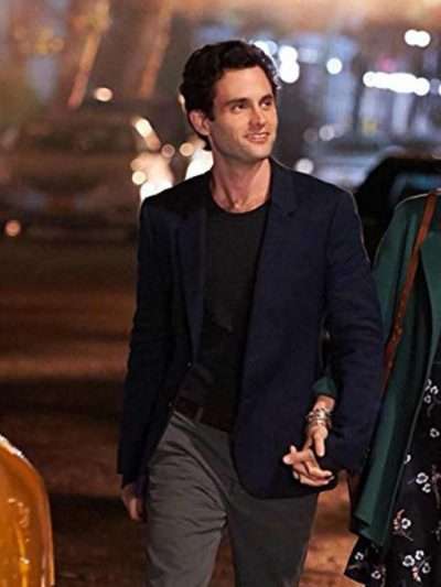 Joe Goldberg You Penn Badgley Blue Cotton Blazer