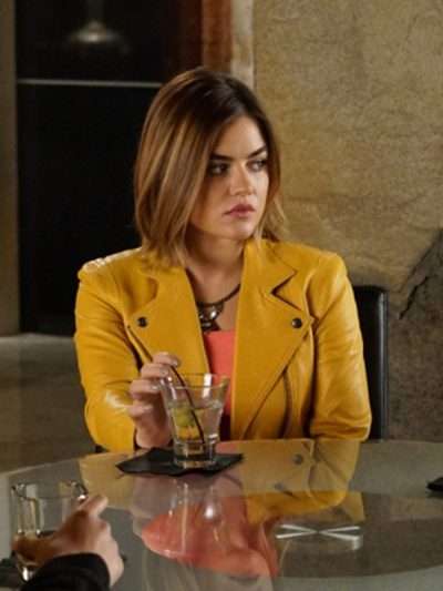 Lucy Hale Pretty Little Liars Yellow Leather Jacket