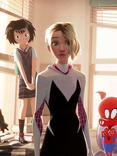 Spider Gwen Black And White Leather Hoodie Jacket
