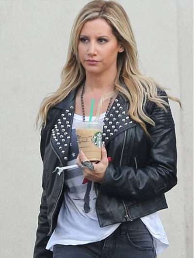 Ashley Tisdale Black Leather Jacket