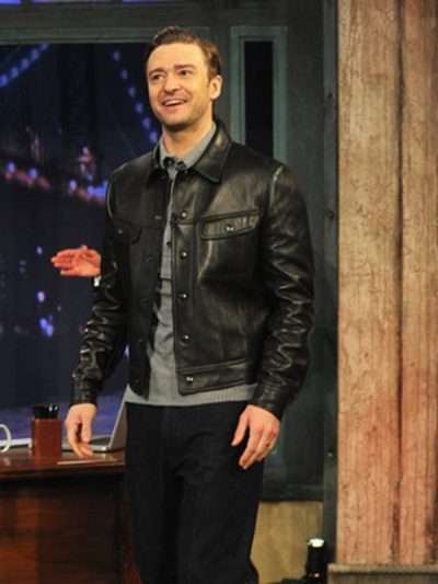 Justin Timberlake Black Leather Jacket