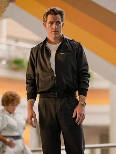 Wonder Woman Chris Pine Black Satin Jacket
