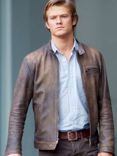 Lucas Till MacGyver Brown Distressed Leather Jacket