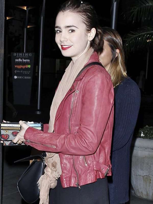 Late Night Hits Theaters for Spiderman 2 Lilly Collins Jacket
