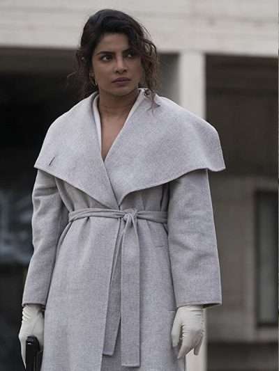 "Priyanka Chopra Quantico Grey Wool Coat "
