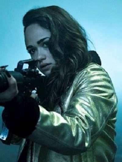 Tv series Curfew Rose Williams Golden Leather Jacket