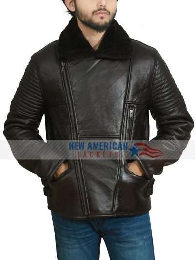 Avaiator Bomber Sheespkin Leather Jacket