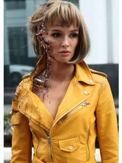 Paulina Andreeva Better Than Us Arisa Yellow Leather Jacket