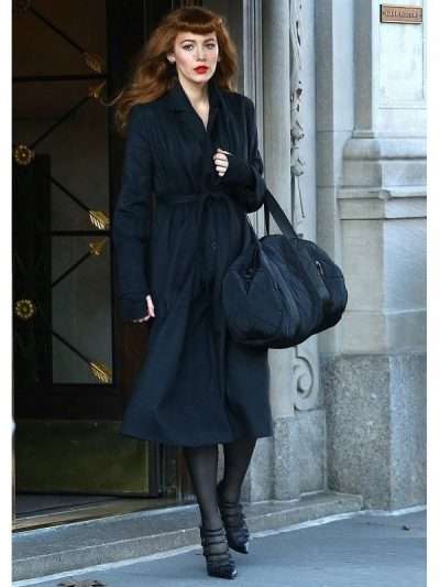 Movie The Rhythm Section Stephanie Patrick Blake Lively Navy Blue Wool Coat