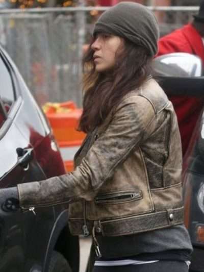 Michelle Rodriguez Beverly Hills Brown Distressed Jacket