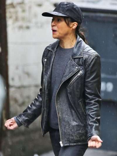 Michelle Rodriguez Distressed Leather Black Jacket