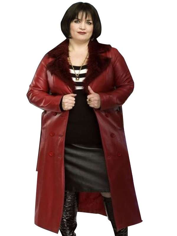 Gavin & Stacey Ruth Jones Fur Collar Red Coat
