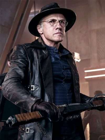 Christoph Waltz Alita Battle Angel Leather Coat
