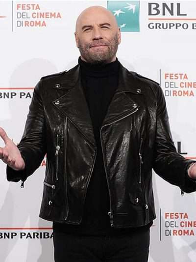 John Travolta Black Leather Jacket