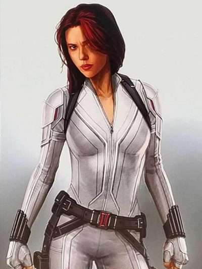 Scarlett Johansson Black Widow White Leather Jacket