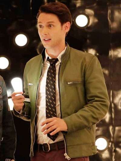 Samuel Barnett Green Leather Jacket