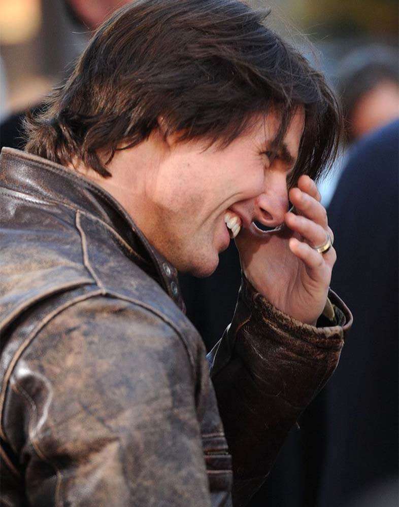 Tom Cruise Kennedys Series Premiere Distressed Leather Jacket