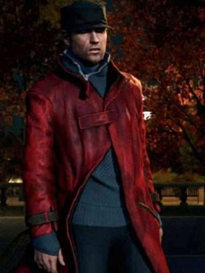 Aiden Pearce Video Game Watch Dogs Red Trench Coat
