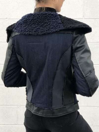 Board Collar Shearling Leather Jacket