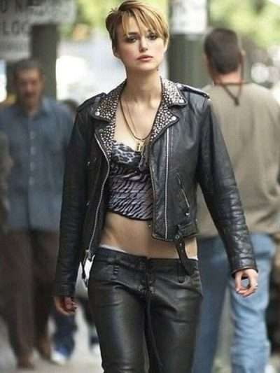 Keira Knightley Black Leather Jacket