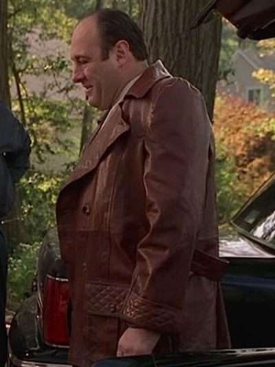 The Sopranos Season 02 James Gandolfini Brown Leather Coat
