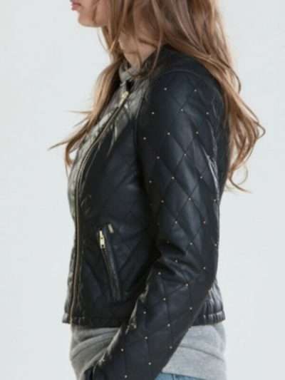 Women Neon Quilted Leather Jacket