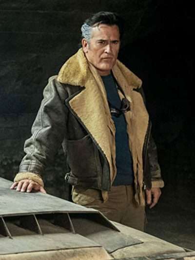 Ash vs Evil Dead Evil Ash Aviator Shearling Leather Jacket