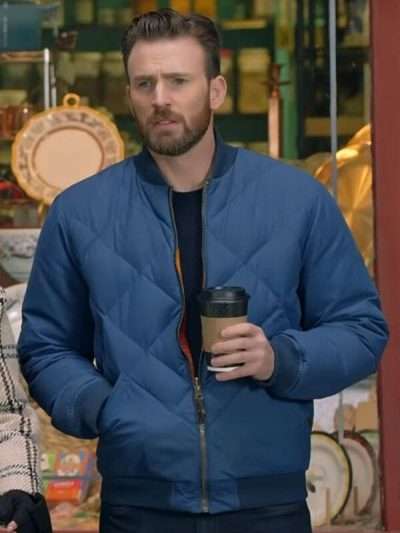 Super Bowl Halftime Show Chris Evans Quilted Bomber Jacket