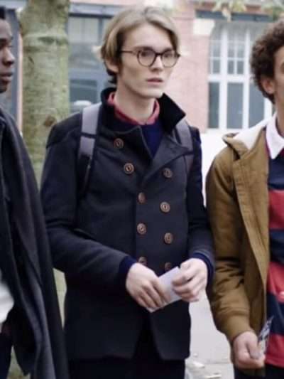 Double Breasted Leather Jacket worn by Arthur in Tv Series Skam France