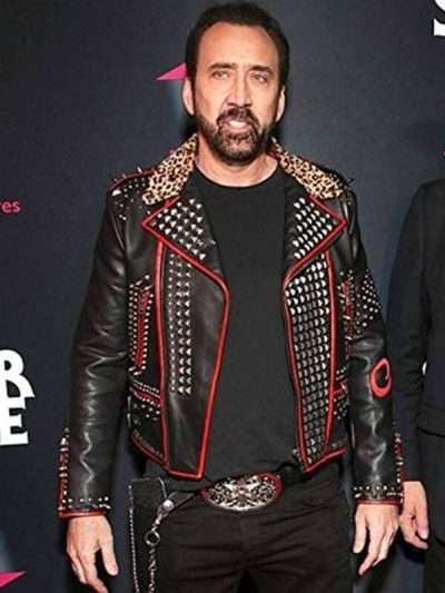 Color Out Of Space Nicolas Cage Black and Red Studded Jacket