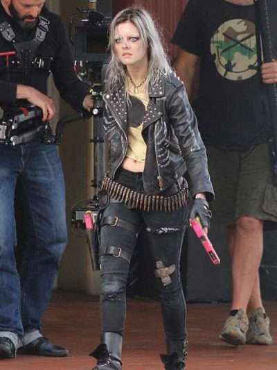 Samara Weaving Guns Akimbo Movie Studded Jacket