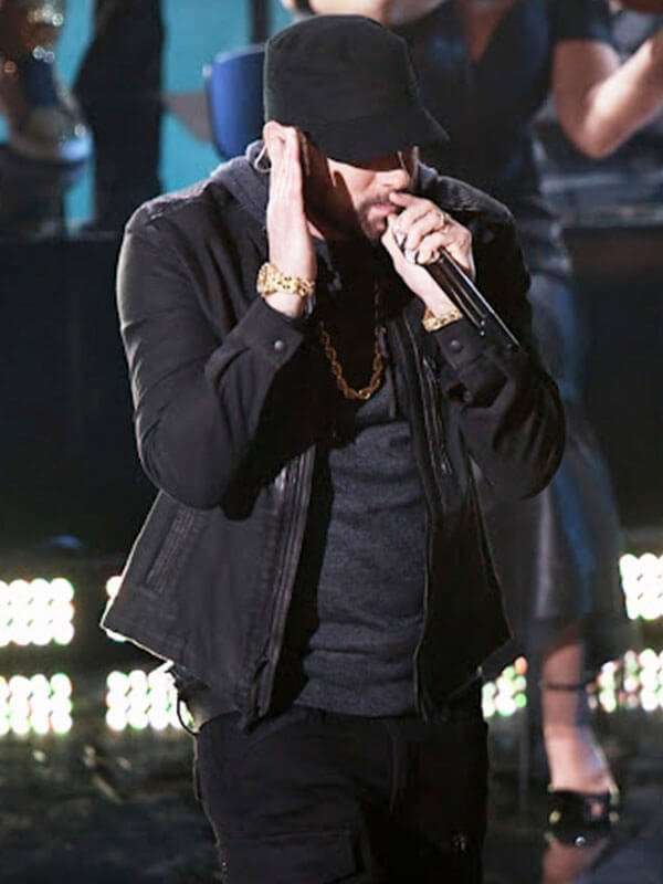 Eminem Oscars Awards Black Suede Leather Jacket
