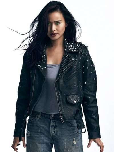 Clarice Fong Tv Series The Gifted Studded Biker Leather Jacket