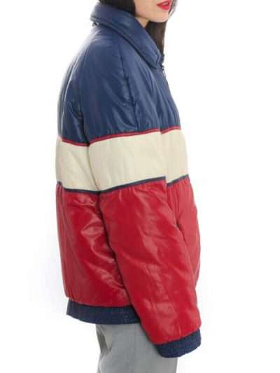 Vintage Tricolor Unisex Puffer Jacket For Womens