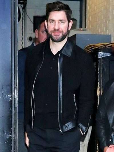 Tom Clancy New York John Krasinski Black Leather Jacket