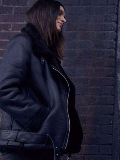Aviator Shearling Leather Jacket worn by Dodge in Locke & Key