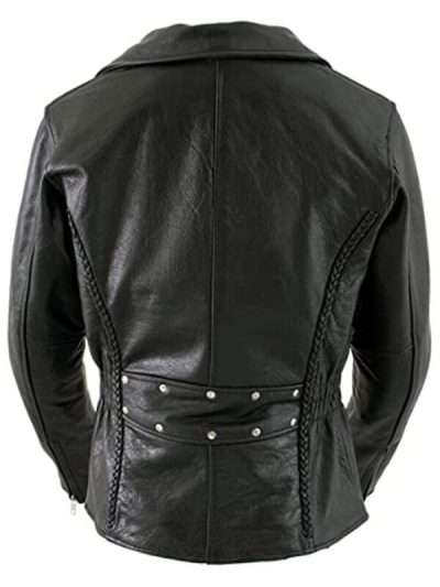 Braided Classic Women's Leather Jacket