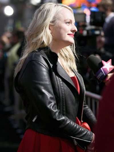Elisabeth Moss Black Leather Jacket