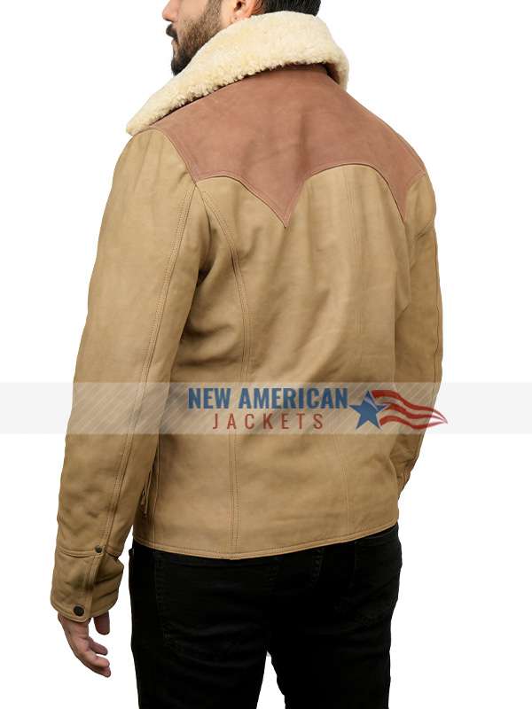 Yellowstone S03 John Dutton Shearling Brown Leather Jacket