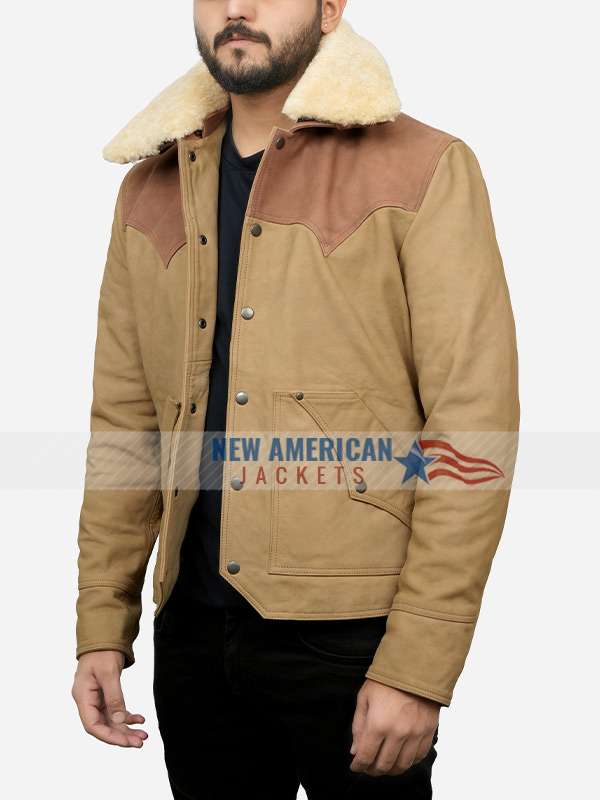 Yellowstone S03 John Dutton Shearling Brown Leather Jacket