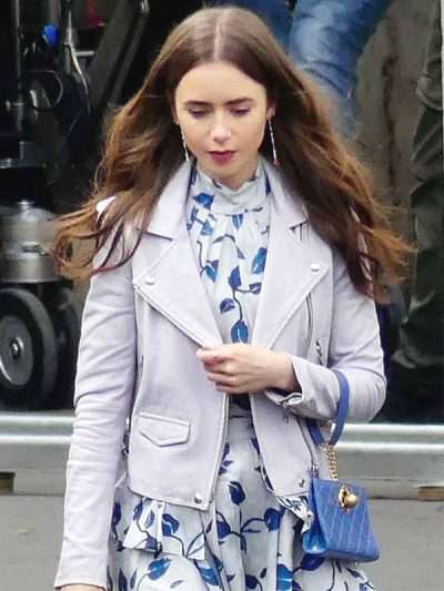 Lily Collins Emily in Paris Leather Jacket