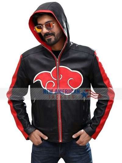 Naruto Akatsuki Hooded Leather Jacket