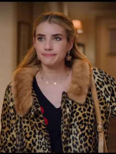 Emma Roberts Holidate 2020 Leopard Print Coat